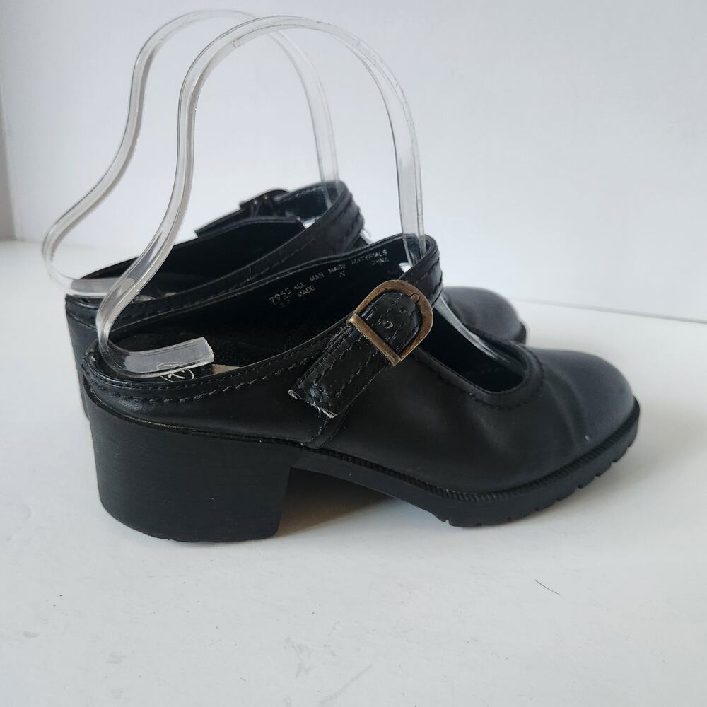VTG Y2K 90s Payless ShoeSource Eastside Black Mary Jane Clogs Chunky Heel SZ 7.5